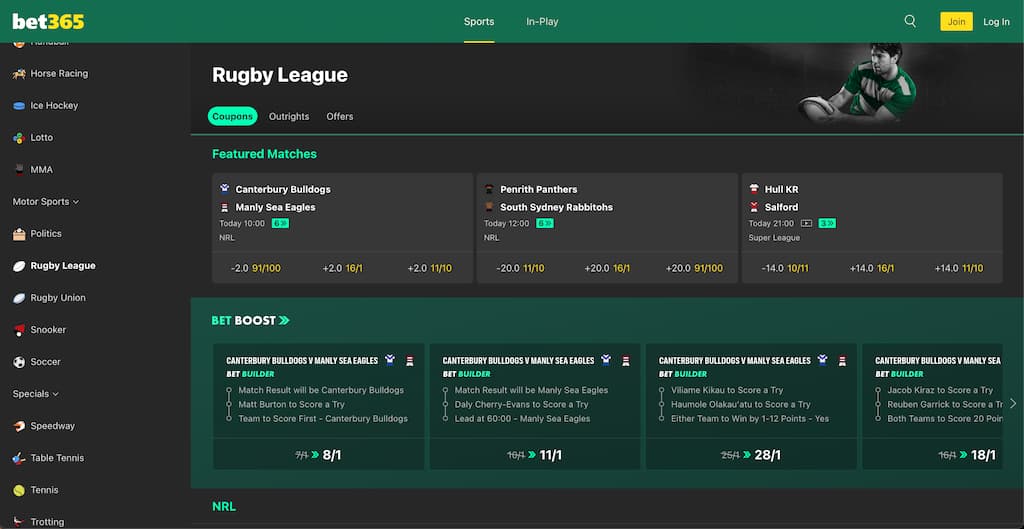 bet365 rugby betting page